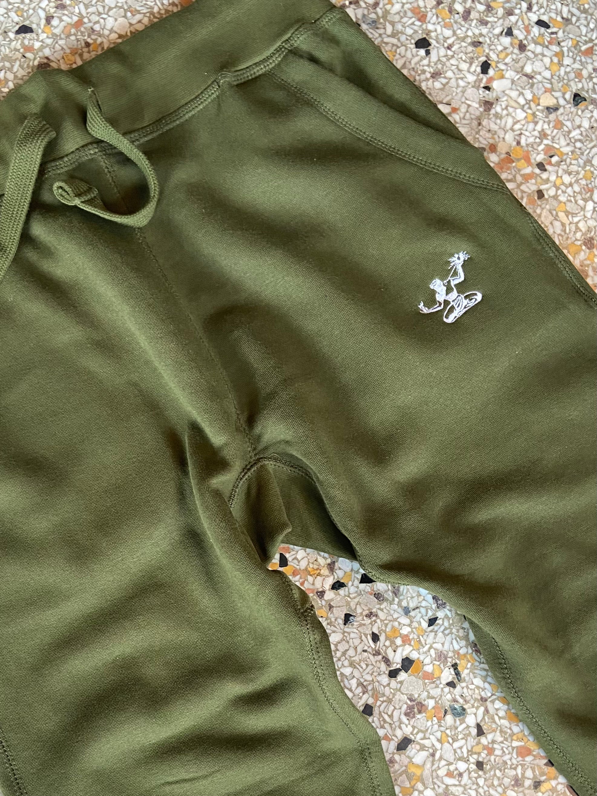Spirit of Detroit Pigment Dyed Fleece Jogger / White + Seaweed / Unisex Sweatpants
