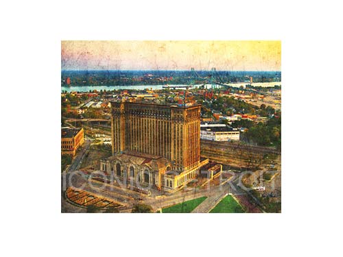 Michigan Central Station Aerial Luster or Canvas Print $35 - $430 Luster Prints and Canvas Prints