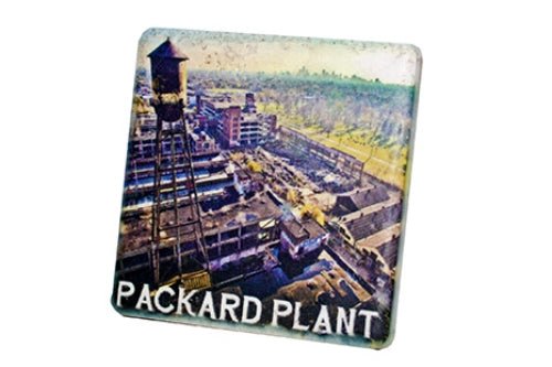 Packard Plant Aerial Porcelain Tile Coaster Coasters