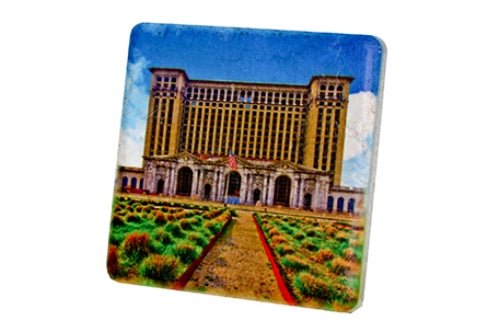 Michigan Central Station Gardens Porcelain Tile Coaster Coasters