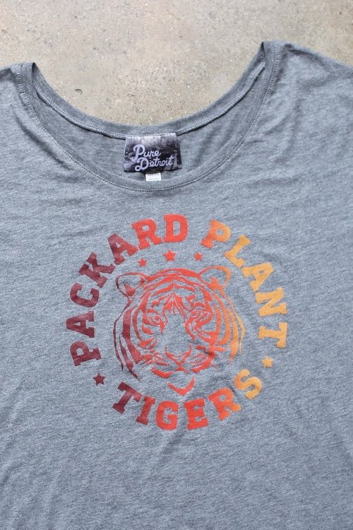Packard Plant Tigers Slouchy Tee / Gray / Women's Women's Apparel