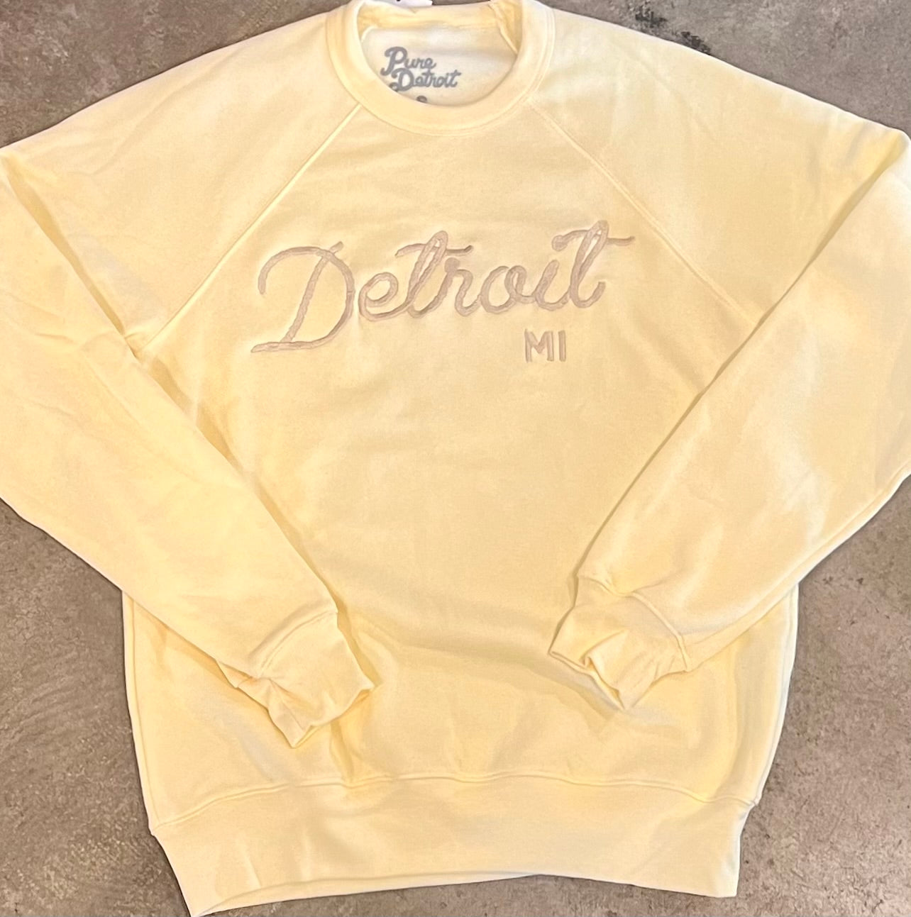 Detroit MI Sweatshirt - Embroidered /French Vanilla/ Unisex Unisex Apparel