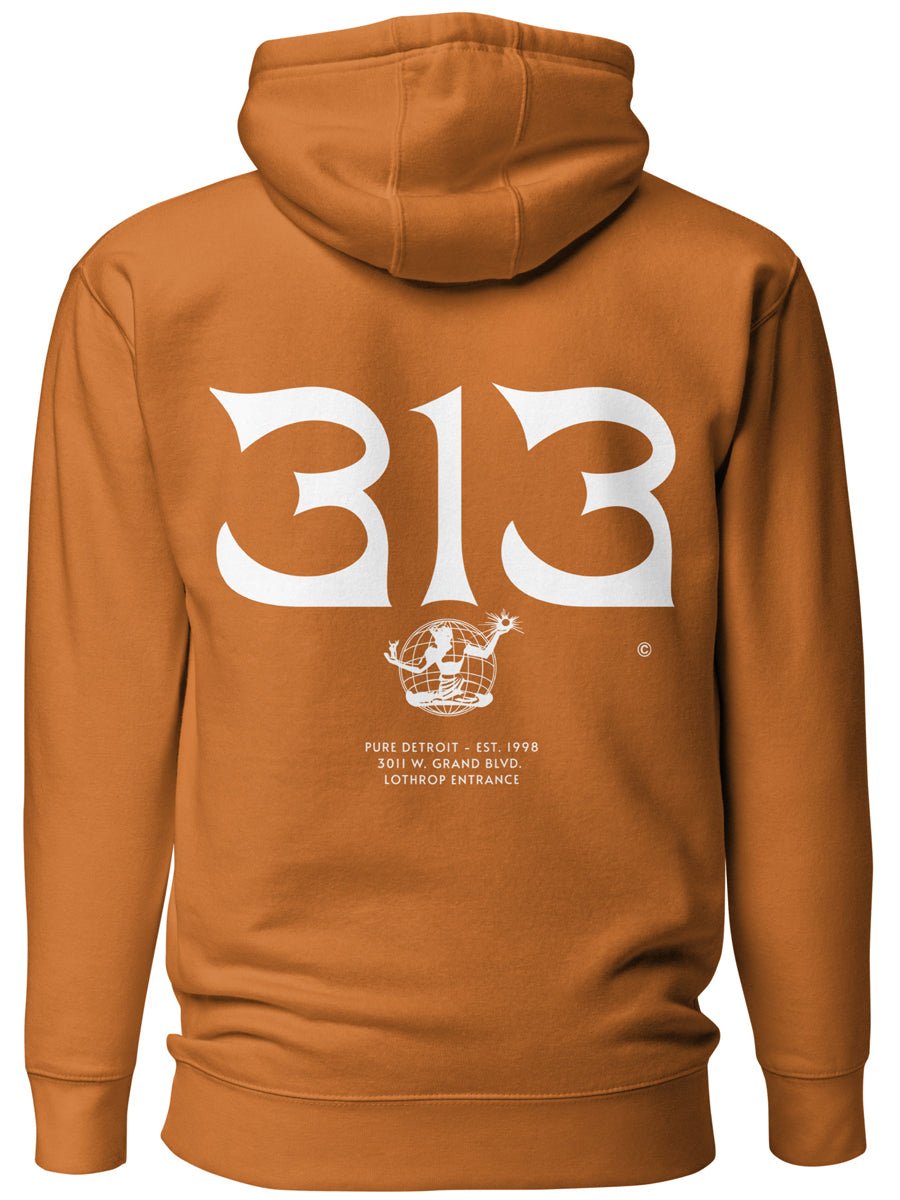 313 Nomad Premium Pullover Unisex Hoodie - Back Print - Adobe / White pullover hoodie