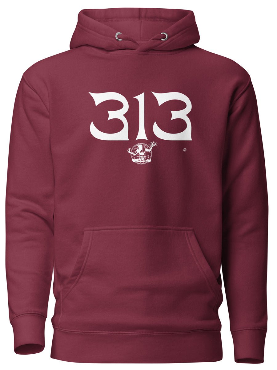 313 Nomad Premium Pullover Unisex Hoodie - Maroon / White pullover hoodie