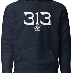 313 Nomad Premium Pullover Unisex Hoodie - Navy / White pullover hoodie