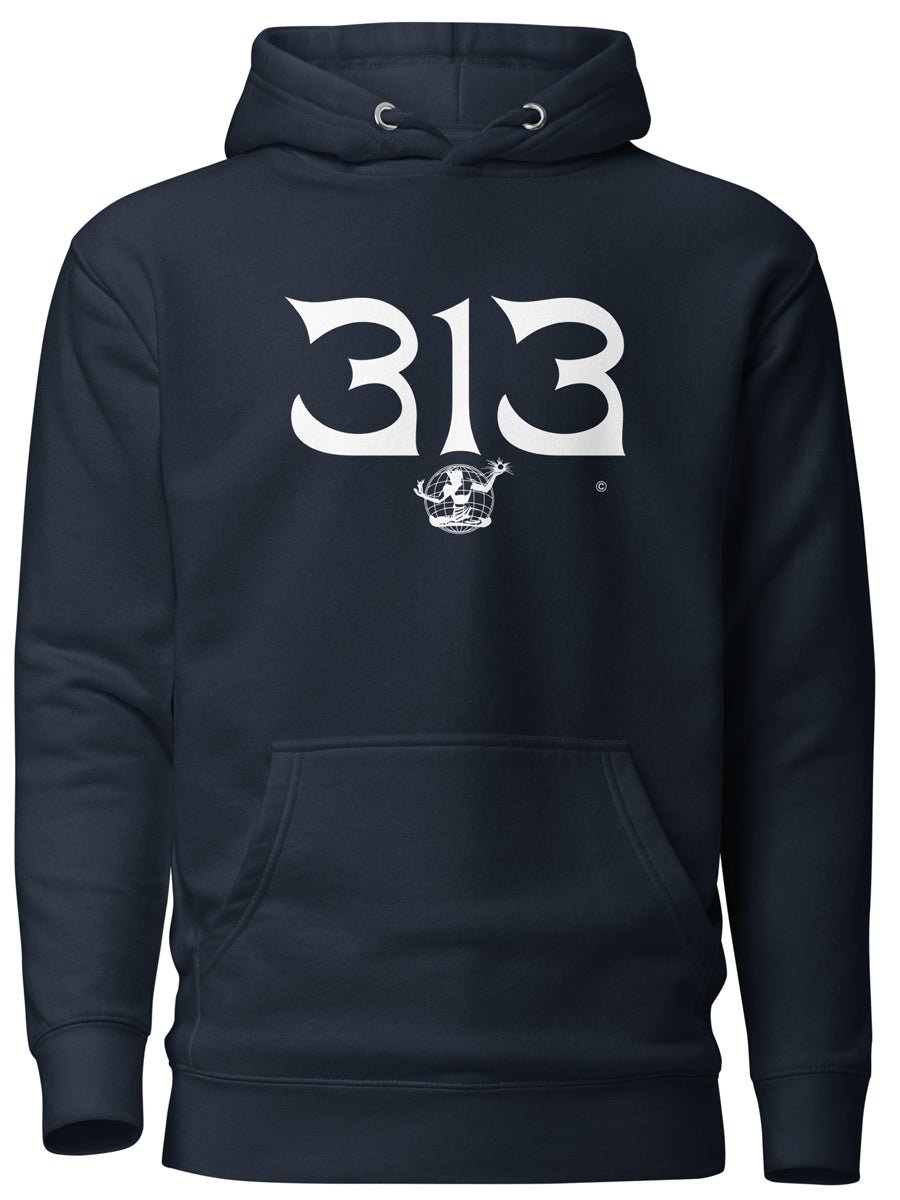313 Nomad Premium Pullover Unisex Hoodie - Navy / White pullover hoodie