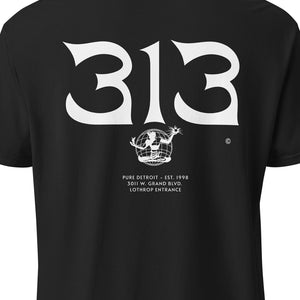 313 Nomad Unisex Garment-dyed heavyweight T-shirt - Back Print - Black / White T-shirt