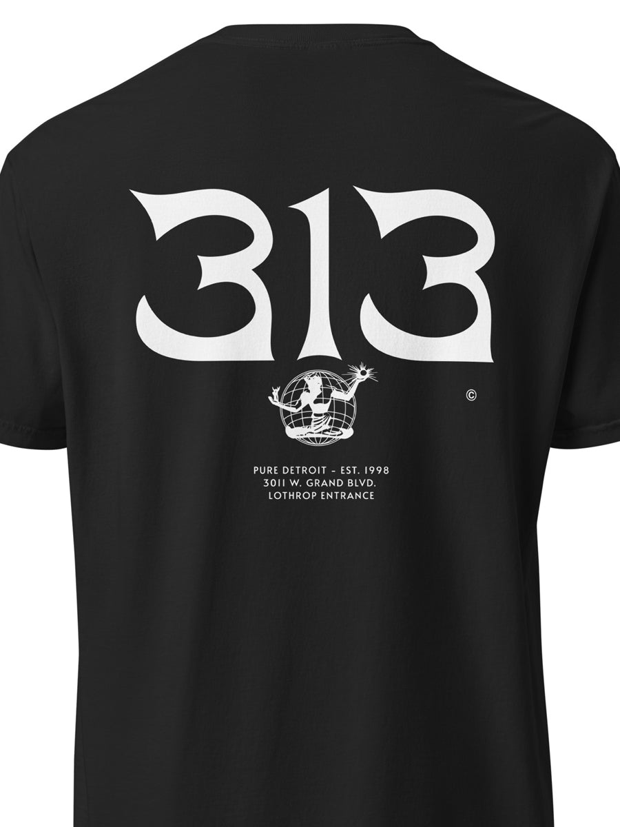 313 Nomad Unisex Garment-dyed heavyweight T-shirt - Back Print - Black / White T-shirt