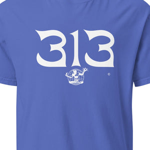 313 Nomad Unisex Garment-dyed Heavyweight T-shirt - Flow Blue / White T-Shirt
