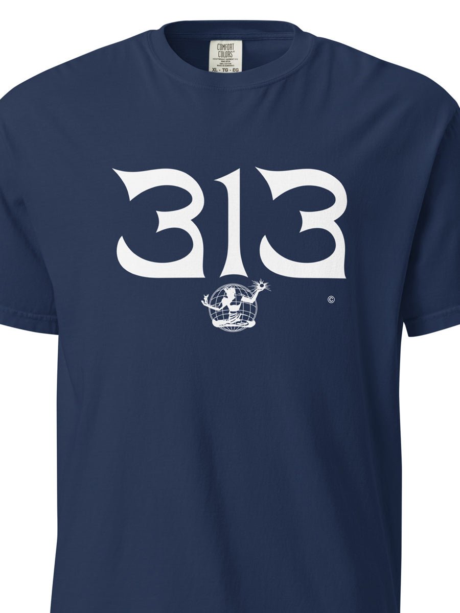 313 Nomad Unisex Garment-dyed Heavyweight T-shirt - True Navy / White T-Shirt