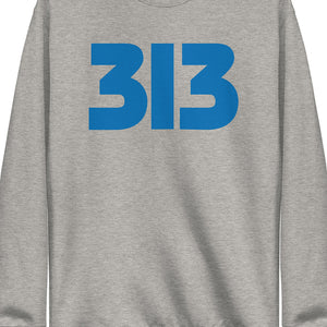 313 Modern Detroit Unisex Premium Sweatshirt - Carbon Gray / Blue - Pure Detroit