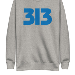 313 Modern Detroit Unisex Premium Sweatshirt - Carbon Gray / Blue - Pure Detroit