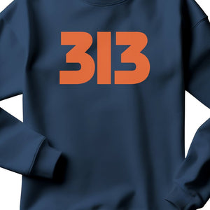 313 Modern Detroit Unisex Premium Sweatshirt - Navy / Orange Sweatshirt