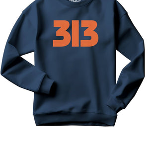 313 Modern Detroit Unisex Premium Sweatshirt - Navy / Orange Sweatshirt