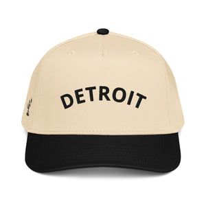 Detroit Classic Embroidered 5 - Panel Cap - Creme / Black - Pure Detroit
