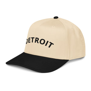 Detroit Classic Embroidered 5 - Panel Cap - Creme / Black - Pure Detroit