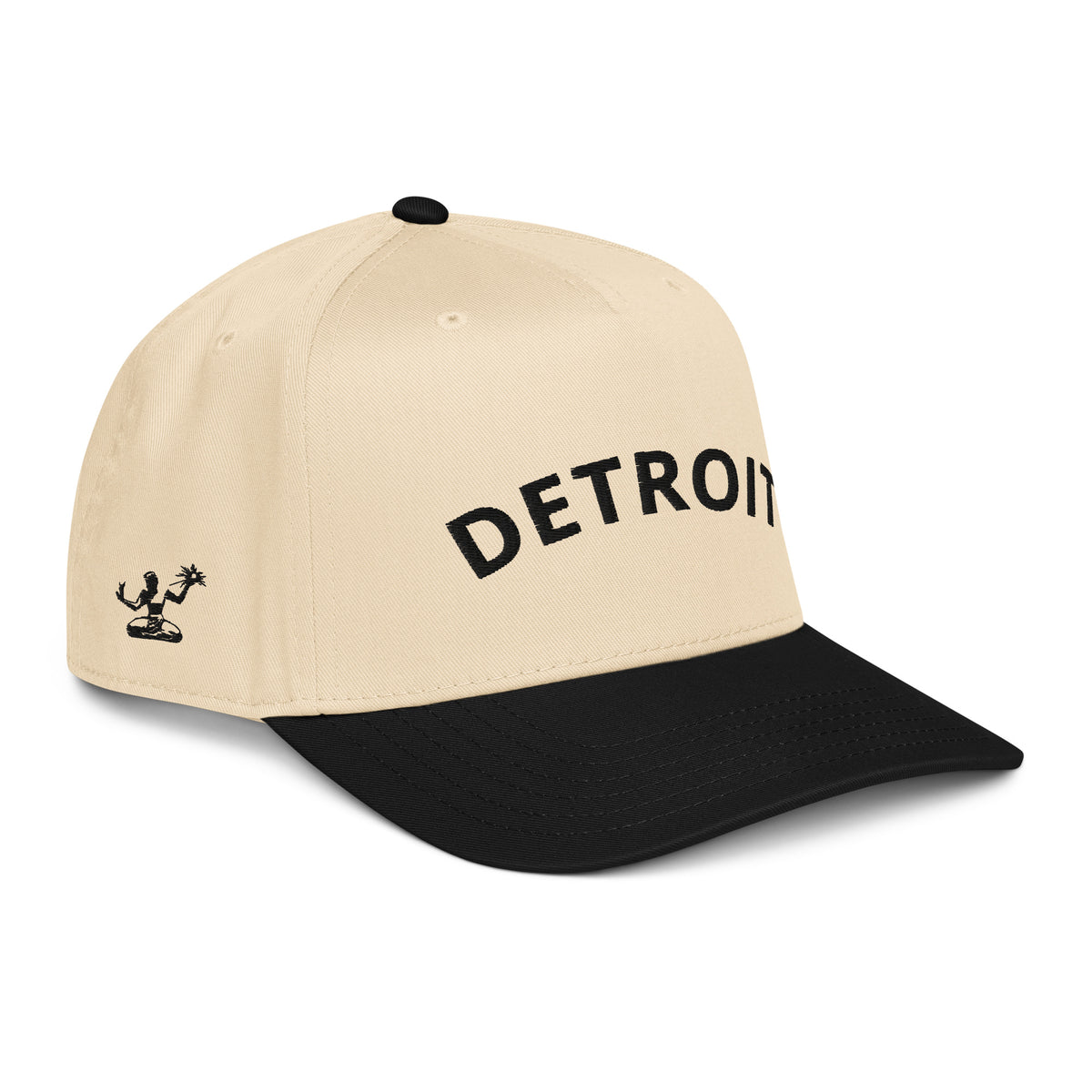 Detroit Classic Embroidered 5 - Panel Cap - Creme / Black - Pure Detroit