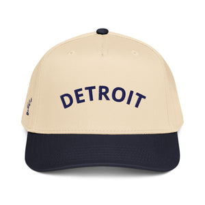 Detroit Classic Embroidered 5 - Panel Cap - Creme / Navy - Pure Detroit