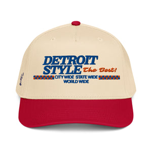 Detroit Style The Best Embroidered 5-Panel Cap - Cream / Royal / Red Default Title