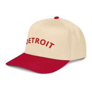 Detroit Classic Embroidered 5 - Panel Cap - Creme / Red - Pure Detroit