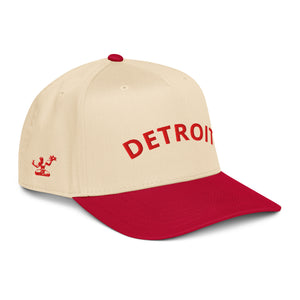 Detroit Classic Embroidered 5 - Panel Cap - Creme / Red - Pure Detroit