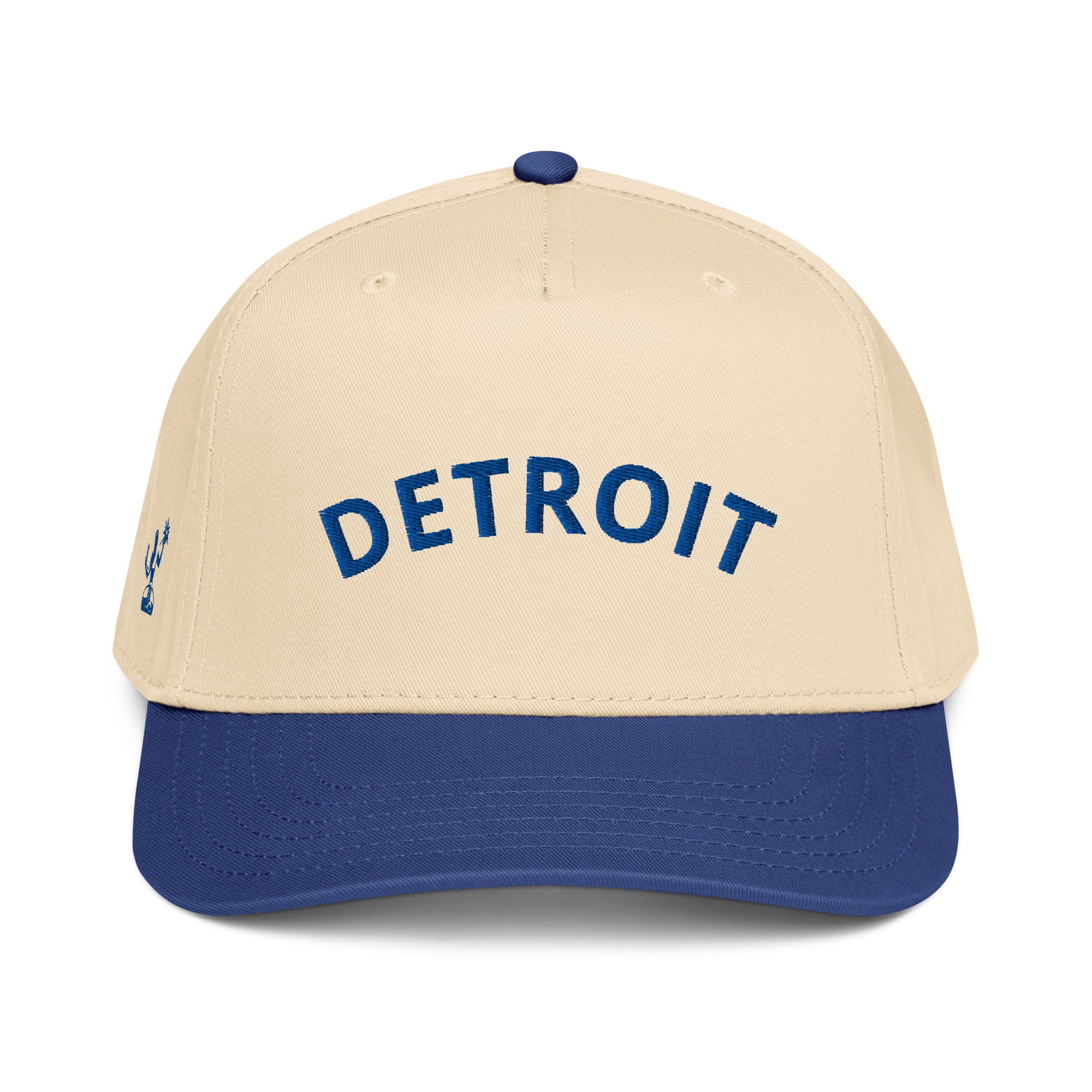 Detroit Classic Embroidered 5 - Panel Cap - Creme / Blue - Pure Detroit