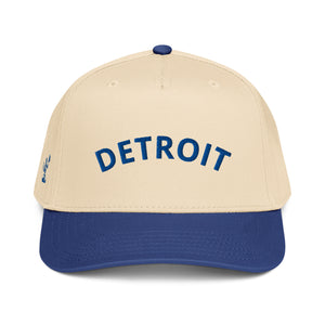 Detroit Classic Embroidered 5 - Panel Cap - Creme / Blue - Pure Detroit