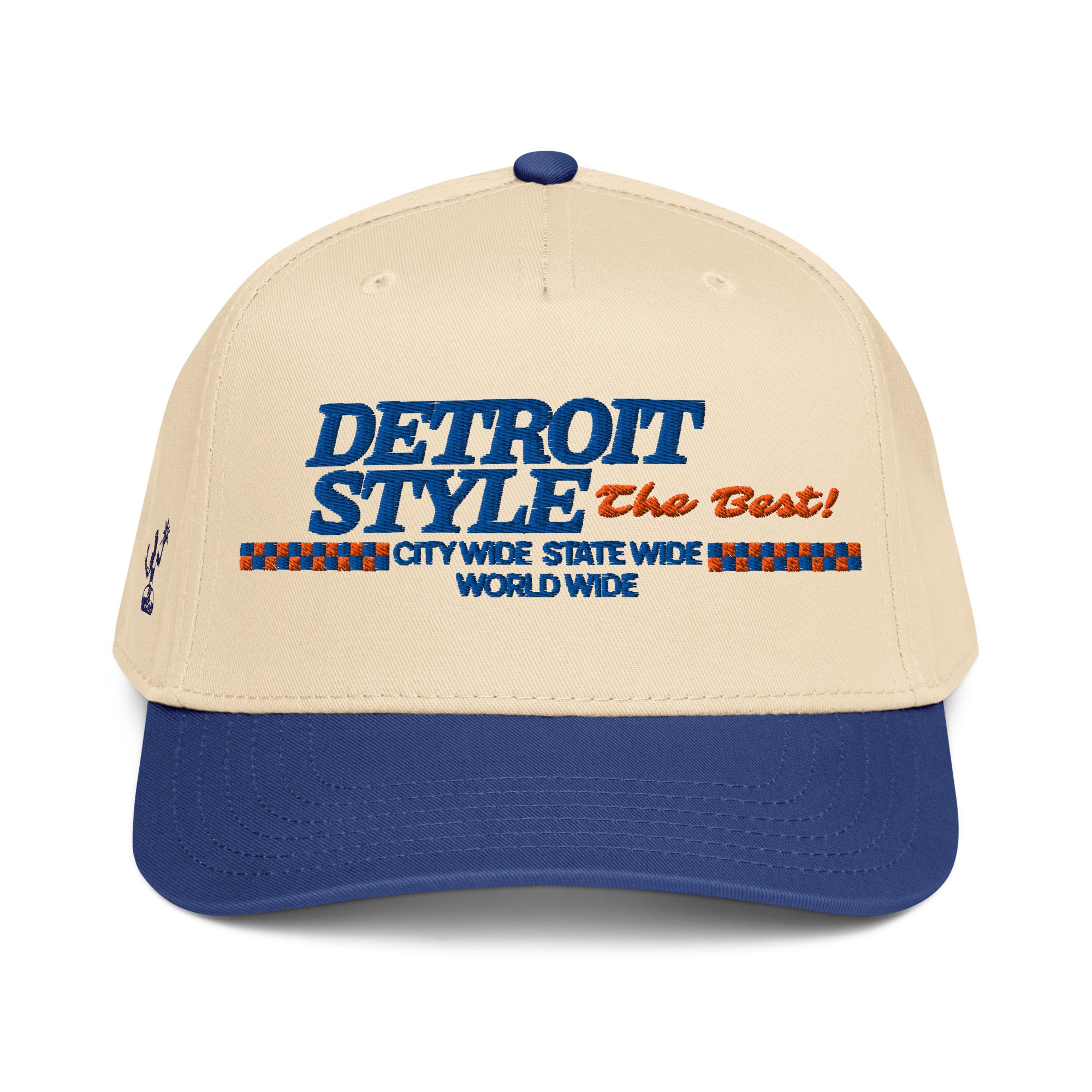 Detroit Style The Best Embroidered 5-Panel Cap - Cream / Royal / Royal Default Title
