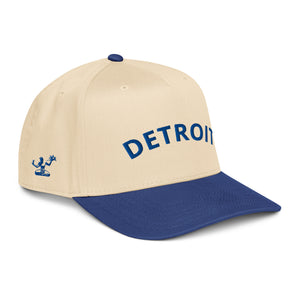 Detroit Classic Embroidered 5 - Panel Cap - Creme / Blue - Pure Detroit
