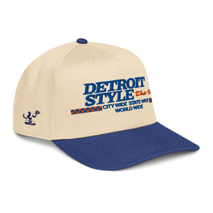 Detroit Style The Best Embroidered 5-Panel Cap - Cream / Royal / Royal