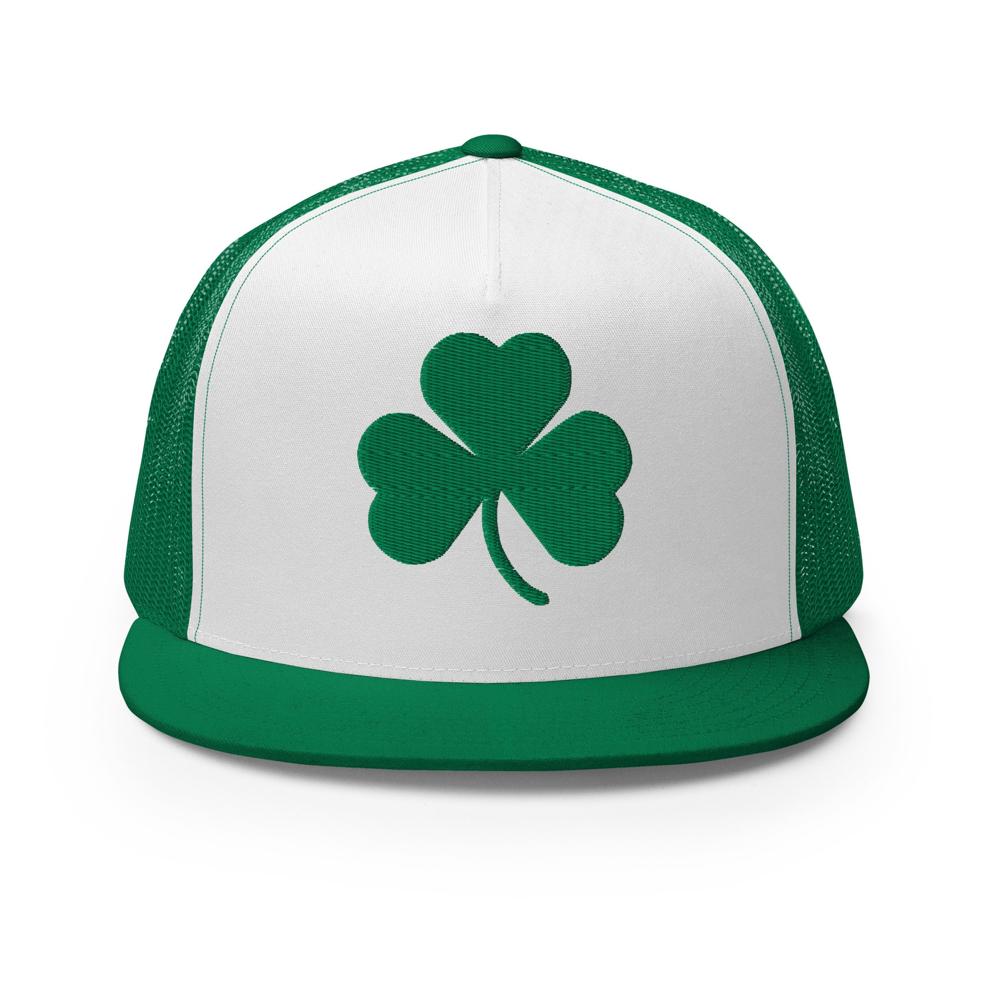 Shamrock Foam Trucker Hat - Green and White - Embroidered with Green Default Title