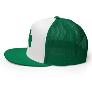 Shamrock Foam Trucker Hat - Green and White - Embroidered with Green