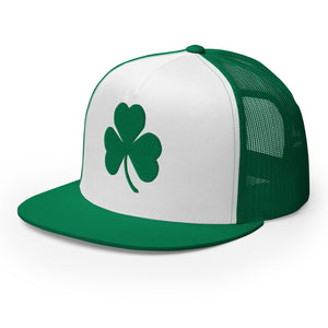 Shamrock Foam Trucker Hat - Green and White - Embroidered with Green