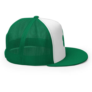 Shamrock Foam Trucker Hat - Green and White - Embroidered with Green