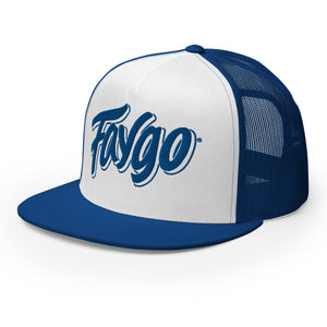 Faygo Logo Trucker Cap - Royal and White - Embroidered with Royal Hat   