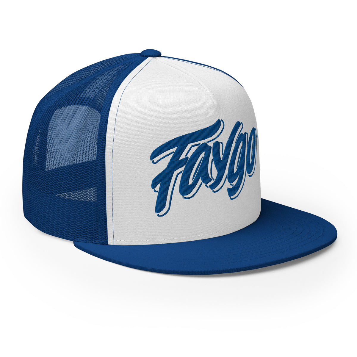 Faygo Logo Trucker Cap - Royal and White - Embroidered with Royal Hat   