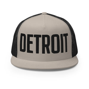 Detroit Trucker Cap - Black and Silver - Embroidered with Black Hat Default Title  