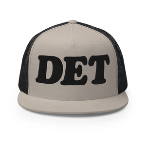 DET Detroit Trucker Cap - Black and Silver - Embroidered with Black Hat Default Title  