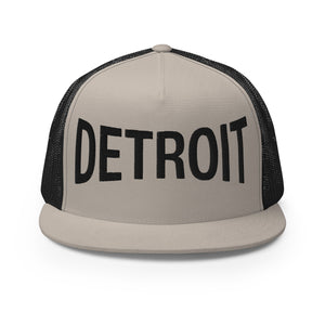 Detroit Champ Trucker Cap - Black and Silver - Embroidered with Black Hat Default Title