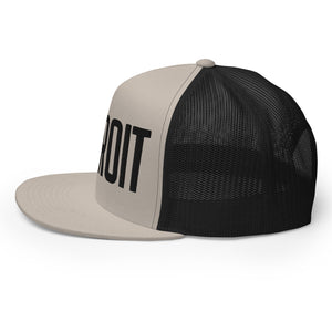 Detroit Trucker Cap - Black and Silver - Embroidered with Black Hat   