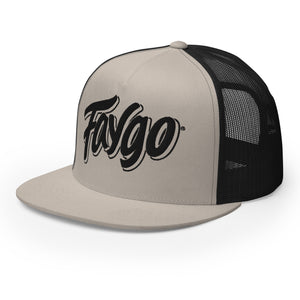 Faygo Logo Trucker Cap - Black and Silver - Embroidered with Black Hat   