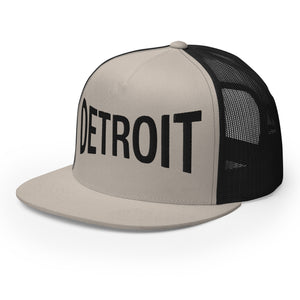 Detroit Champ Trucker Cap - Black and Silver - Embroidered with Black Hat