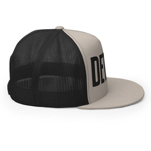 Detroit Trucker Cap - Black and Silver - Embroidered with Black Hat   