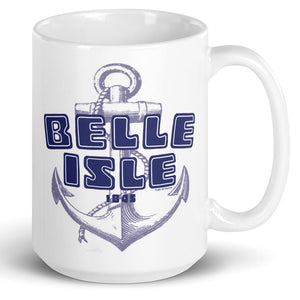 Belle isle Ceramic Coffee Mug 15 oz - White / Blue mug