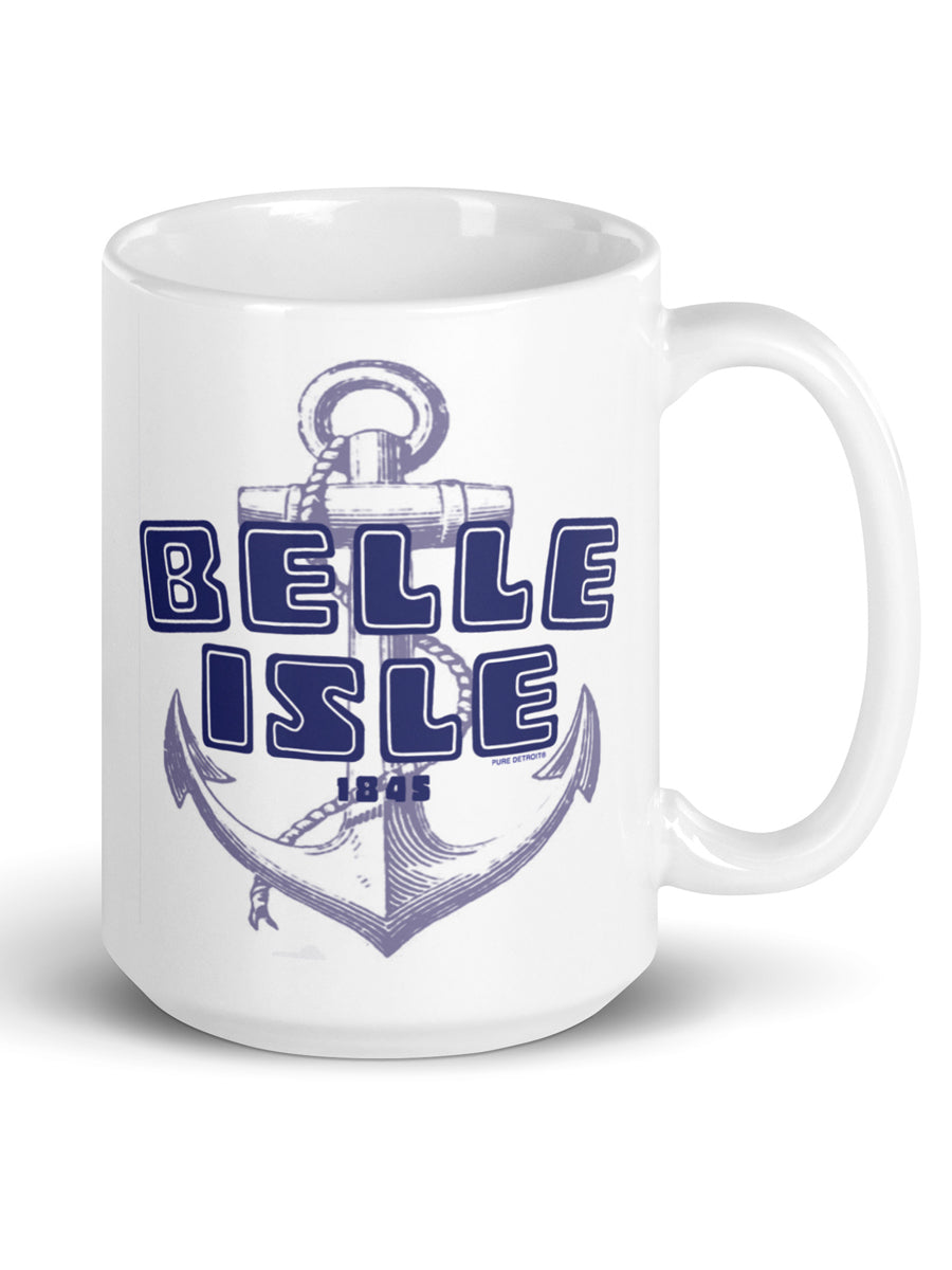 Belle isle Ceramic Coffee Mug 15 oz - White / Blue mug