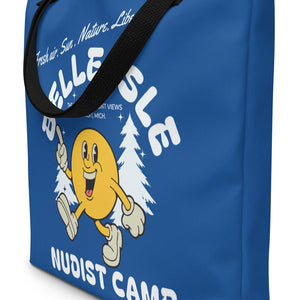 Belle Isle Nudist Camp All-Over Print Large Tote Bag - 16" X 20" - Royal BLue Tote Bag