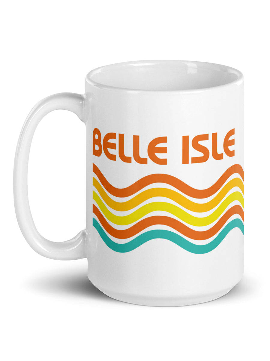 Belle isle Wave Ceramic Coffee Mug 15 oz - White / Multicolor mug