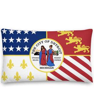 City of Detroit Flag Premium Throw Pillow - 12" X 20" - Pure Detroit