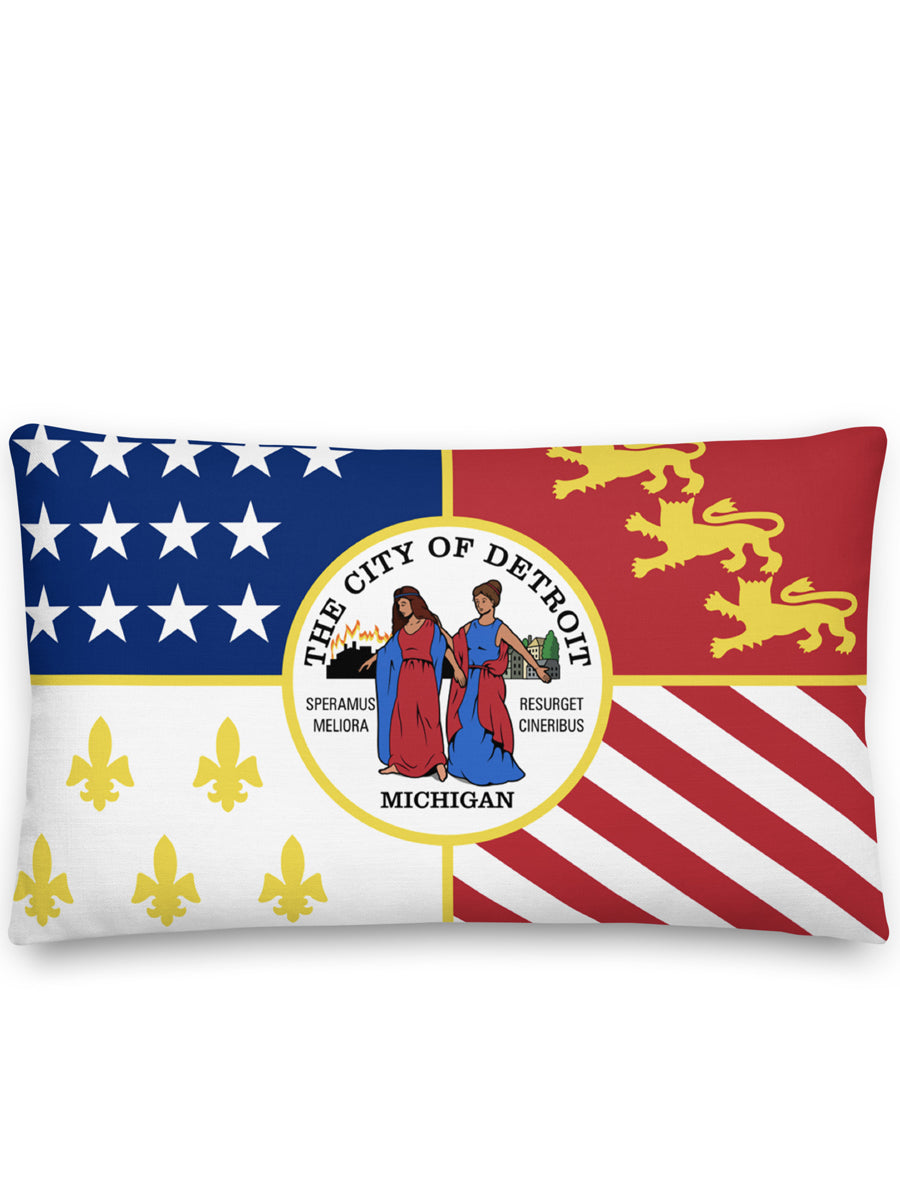 City of Detroit Flag Premium Throw Pillow - 12" X 20" Throw Pillows