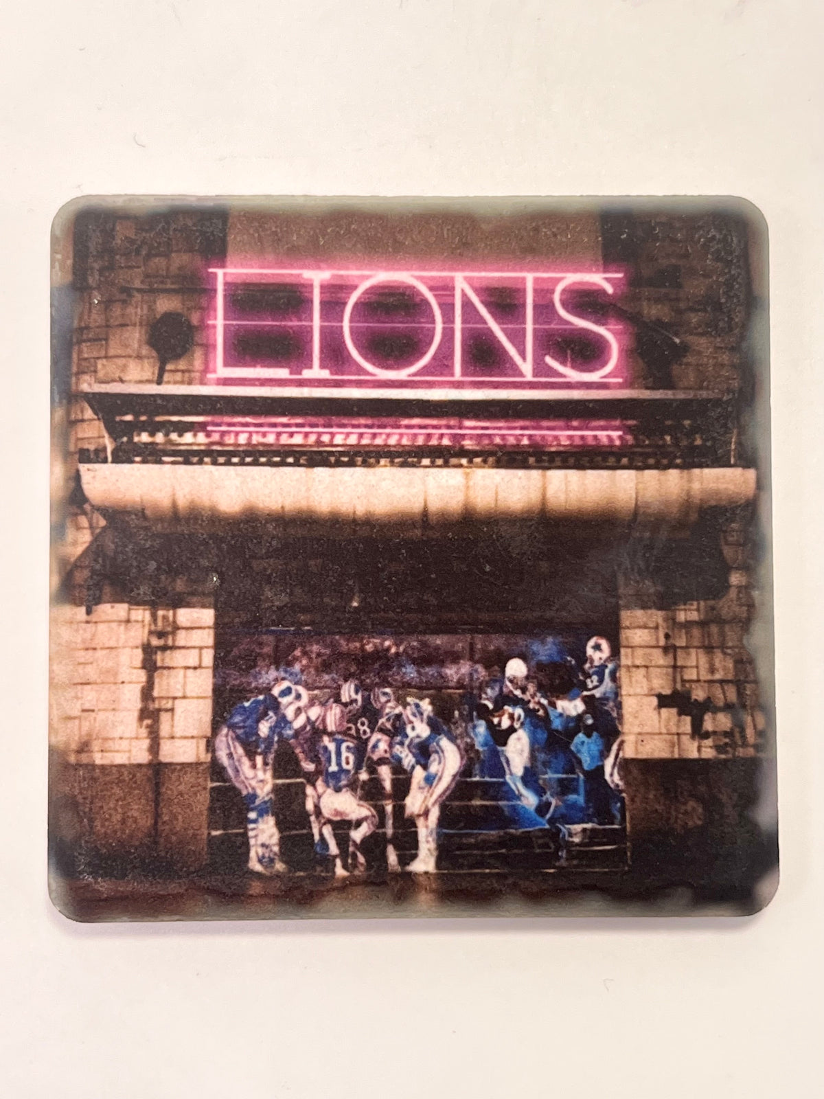 Detroit Lions Neon Porcelain Tile Coaster Coasters   